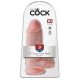 King Cock 9 Chubby - pripenjalni, testisni dildo (23 cm) - naravni 