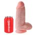 King Cock 9 Chubby - pripenjalni, testisni dildo (23 cm) - naravni 