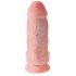 King Cock 9 Chubby - pripenjalni, testisni dildo (23 cm) - naravni 