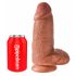 King Cock 9 Chubby - pripenjalni, testisni dildo (23 cm) - temno naraven 