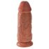 King Cock 9 Chubby - pripenjalni, testisni dildo (23 cm) - temno naraven 