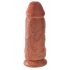 King Cock 9 Chubby - pripenjalni, testisni dildo (23 cm) - temno naraven 