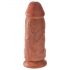 King Cock 9 Chubby - pripenjalni, testisni dildo (23 cm) - temno naraven 