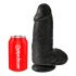 King Cock 9 Chubby - pripenjalni, testisni dildo (23 cm) - črn 