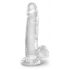 King Cock Clear 7 - pripenjalni, testisni dildo (18 cm) 