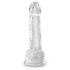 King Cock Clear 7 - pripenjalni, testisni dildo (18 cm) 