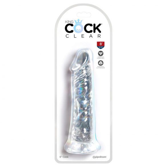 King Cock Clear 8 - velik dildo s priseskom (20 cm)