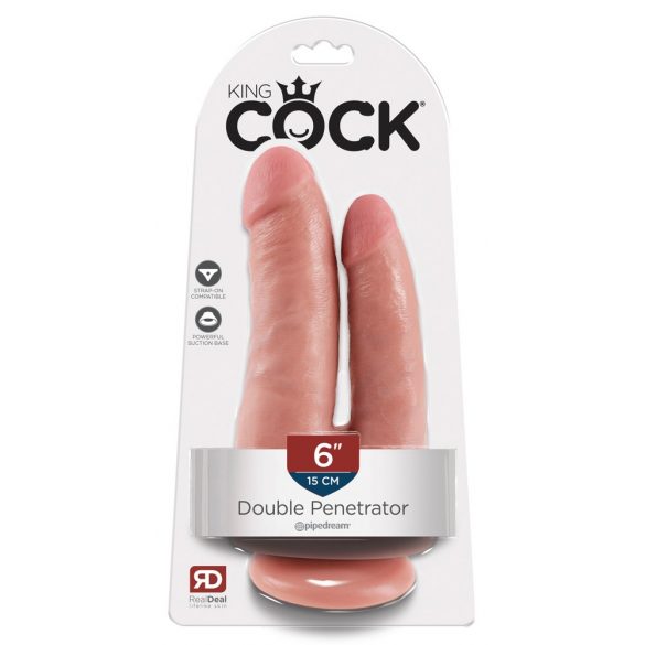 King Cock Double Penetrator - realistični dvojni dildo (naravni) 