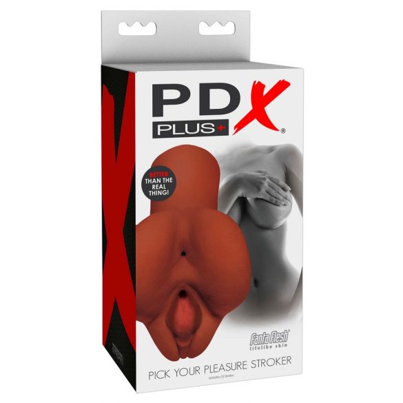 PDX Pick Your Pleasure Stroker - realistični masturbator 2v1 (rjav) 