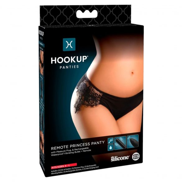 HOOKUP Princess Panty - vibracijske hlačke na baterije (črne) 