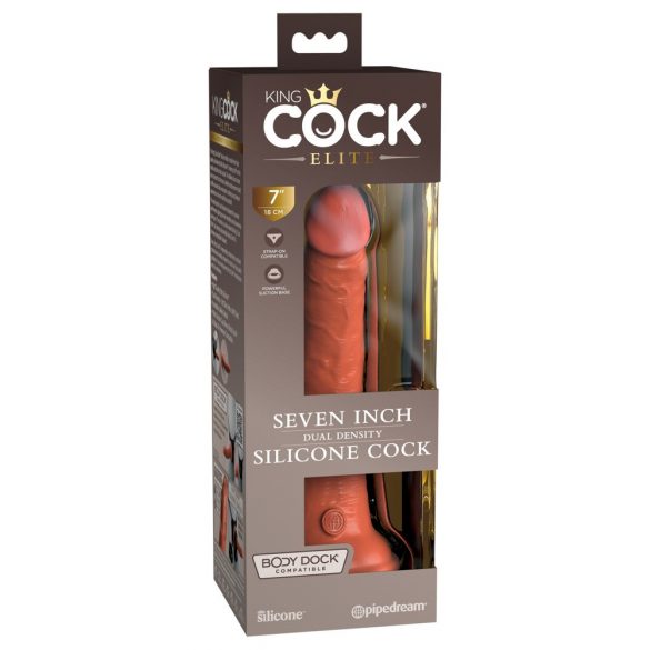 King Cock Elite 7- pripenjalni, realistični dildo (18 cm) - temno naraven 