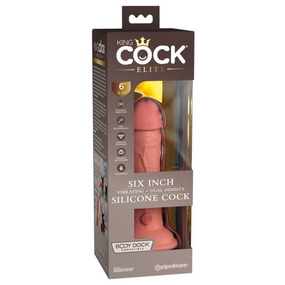 King Cock Elite 6 - pripenjalni, realistični dildo (15 cm) - temno naraven 