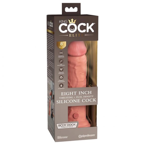 King Cock Elite 8 - vibrator s prijemalom, realističen (20 cm) - naravni 