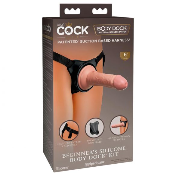 King Cock Elite za začetnike - strap-on dildo s pasovi (naravni) 