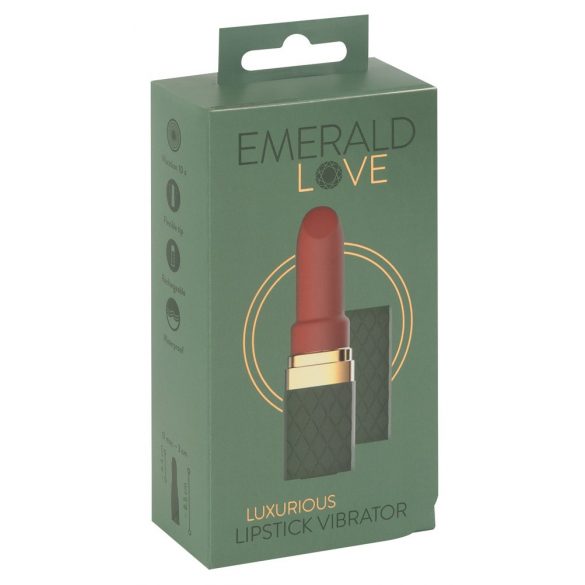 Emerald Love - vodoodporni vibrator za šminko, ki ga je mogoče ponovno napolniti (zeleno-rumena)