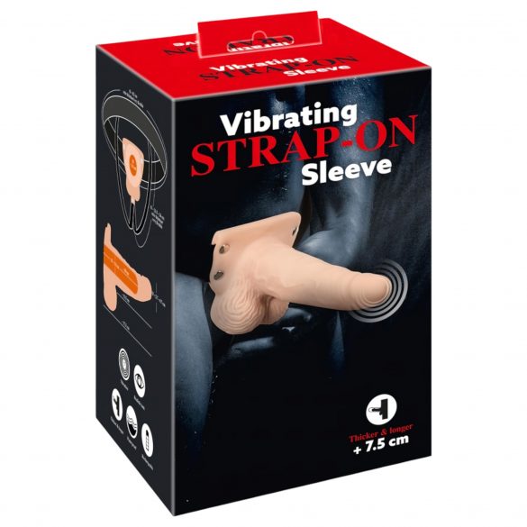 You2Toys Strap-on - brezžični, votli vibrator z naramnicami (naravni) 