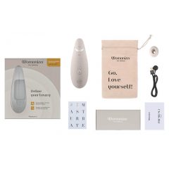   Womanizer Premium 2 - vodoodporen stimulator klitorisa, ki ga je mogoče ponovno napolniti (bel)