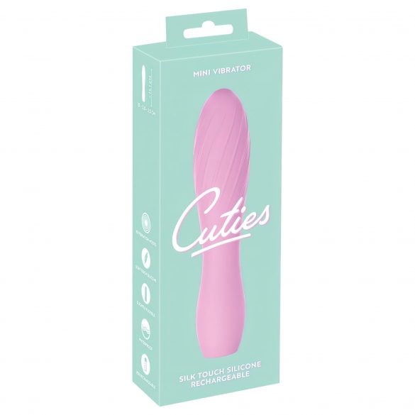 Cuties Mini 3 - Vodoodporen vibrator z rebri (roza) 