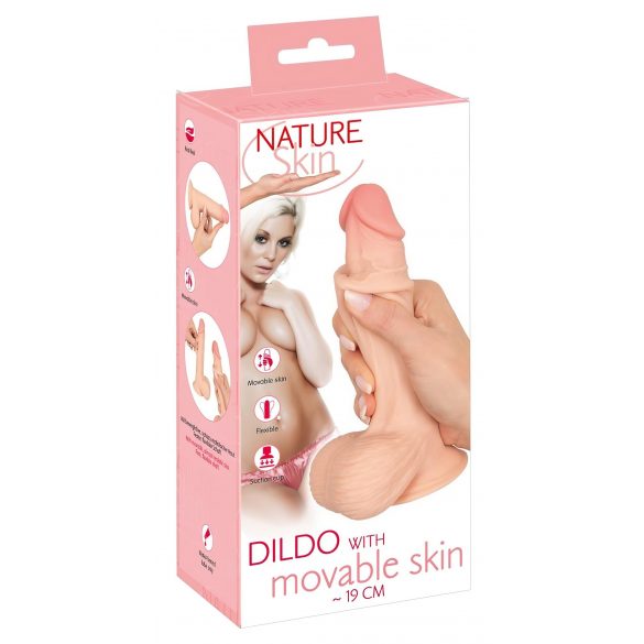 Nature Skin - Dildo s kožo - 19 cm (naravni) 