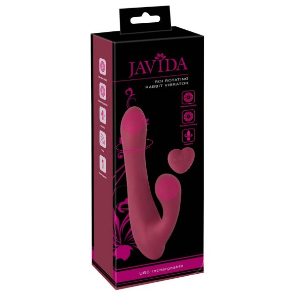 Javida - Rotacijski vibrator z možnostjo polnjenja, radijsko voden, z vrtljivim ročajem (rdeč) 