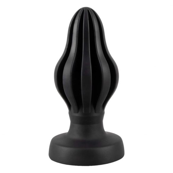 ANOS - super mehak analni dildo z rebri - 5 cm (črn) 