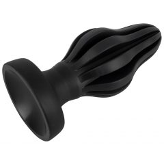 ANOS - super mehak analni dildo z rebri - 7 cm (črn)