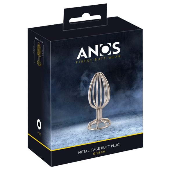 ANOS Metal (3,8 cm) - analni dildo s kovinsko kletko (srebrn) 