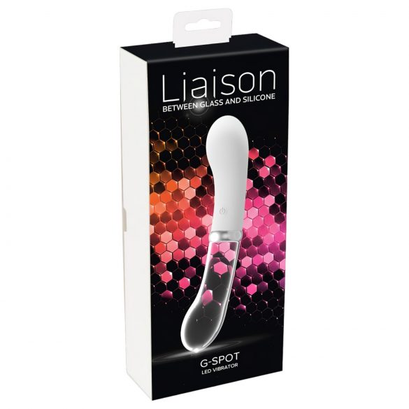 You2toys Liaison - vibrator LED za točko G s silikonskim steklom za polnjenje (prosojno-bel) 