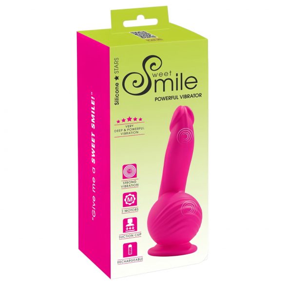 SMILE Powerful - akumulatorski, z 2 motorjema, vibrirajoči dildo s priseskom (roza)