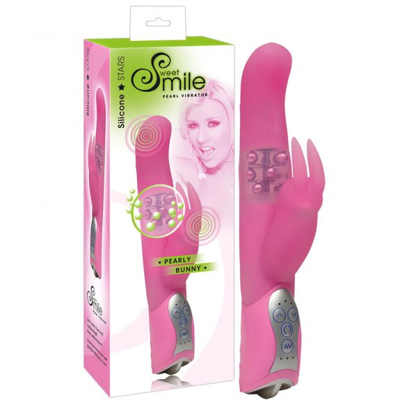 SMILE Pearly Bunny - biserni vibrator (roza) 