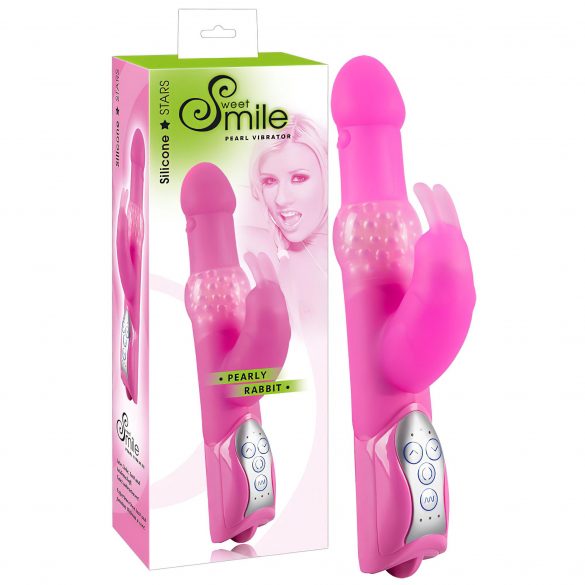 SMILE Pearly Rabbit - biserni vibrator (roza) 