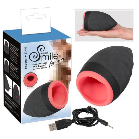 SMILE Grelni masturbator - grelnik ust za moške z možnostjo ponovnega polnjenja 