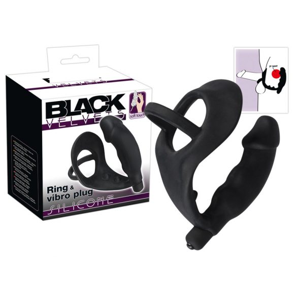 Black Velvet - Vibrator za penis z obročkom za penis in moda (črn)