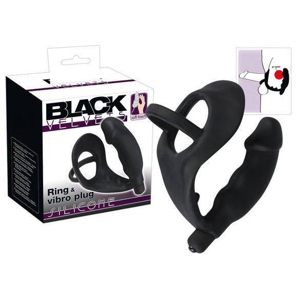 Black Velvet - Vibrator za penis z obročkom za penis in moda (črn) 