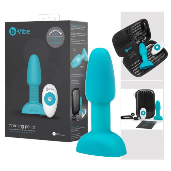 b-Vibe Rimming - rotirajoči analni vibrator z biseri (turkizni) 