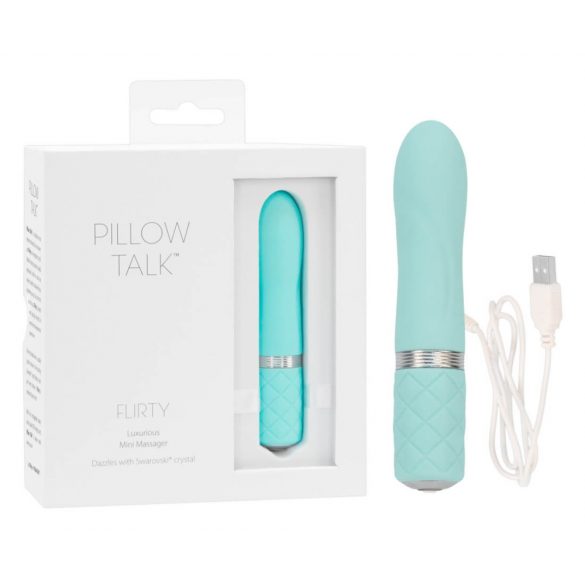 Pillow Talk Flirty - vibrator s palico za polnjenje (turkizna) 