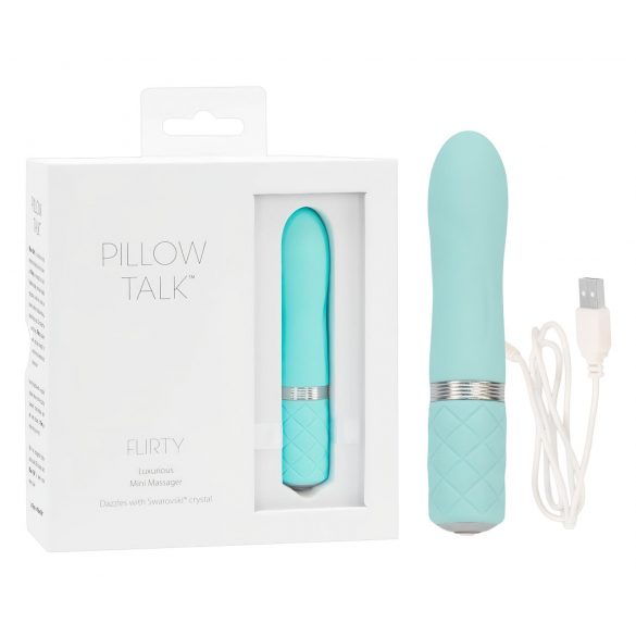 Pillow Talk Flirty - vibrator s palico za polnjenje (turkizna) 