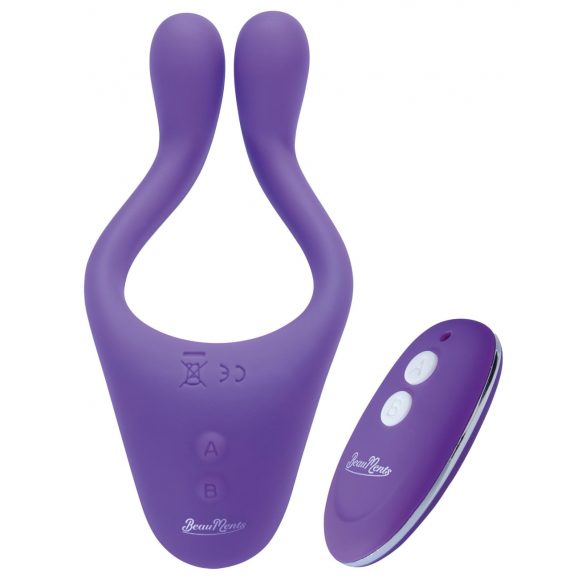 BeauMents Doppio 2 - vibrator na baterije, radijsko voden, s 3 motorji (vijolična) 