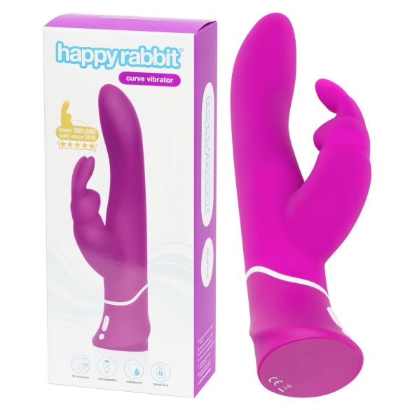 Happyrabbit Curve - vodoodporen vibrator s paličico za polnjenje (vijolična) 