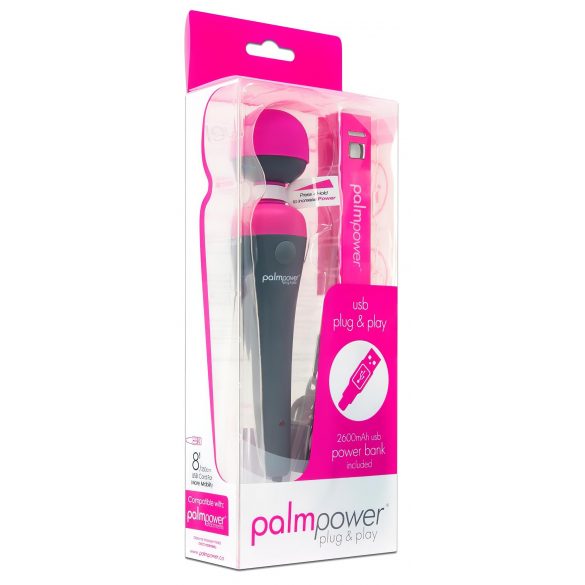 PalmPower Wand - masažni vibrator s powerbankom (roza-siva)