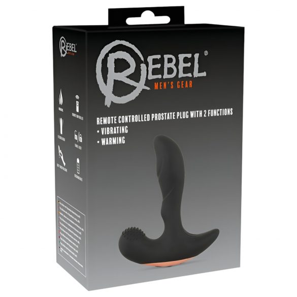 Rebel - radijski ogrevani vibrator za masažo prostate (črn) 