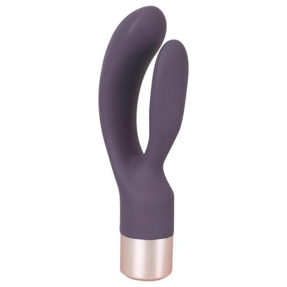 You2Toys Elegant Double - polnilni vibrator z dvojnim krakom za stimulacijo klitorisa (temno vijoličen)