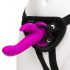 Happyrabbit Strap-On - vibrator na trak z zajčkom (vijolična) 