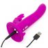 Happyrabbit Strap-On - vibrator na trak z zajčkom (vijolična) 