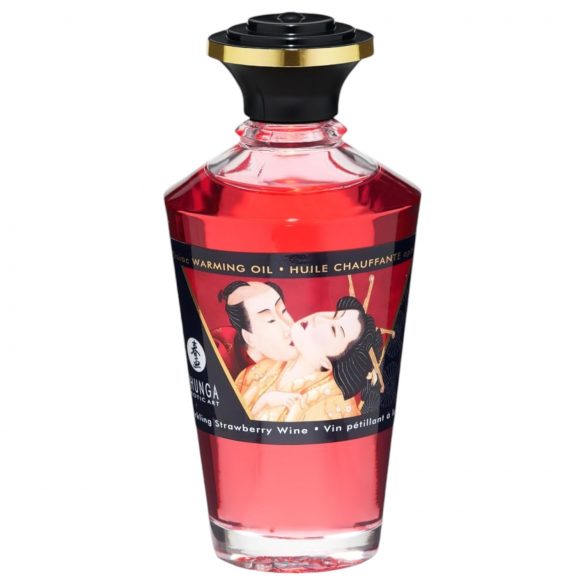 Shunga - masažno olje za ogrevanje - šampanjska jagoda (100ml) 