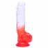 Sunfo - pripenjalni, realistični dildo za testise - 21 cm (prosojno rdeč) 