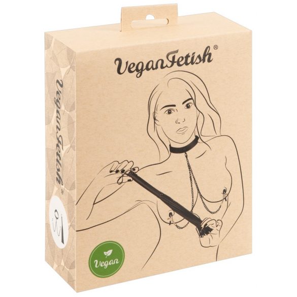 Veganski fetiš - Disciplinski komplet (črn) - 3 kosi 