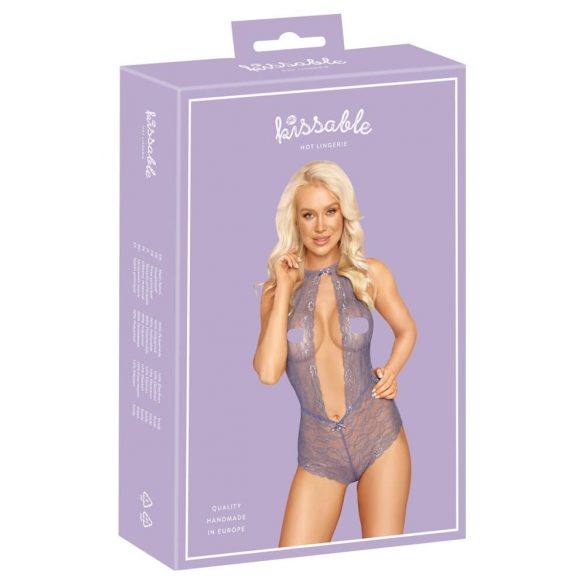 Kissable - čipkasto telo s trakom za vrat (vijolična)  - L/XL