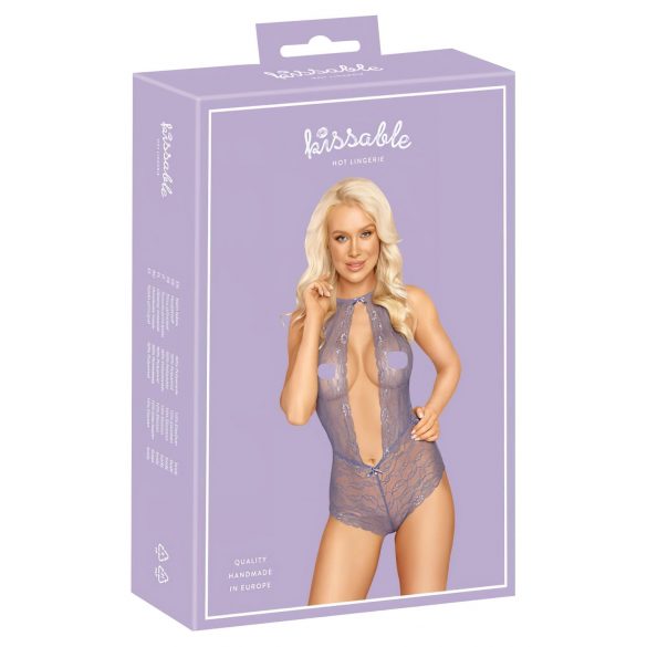 Kissable - čipkasto telo s trakom za vrat (vijolična)  - L/XL