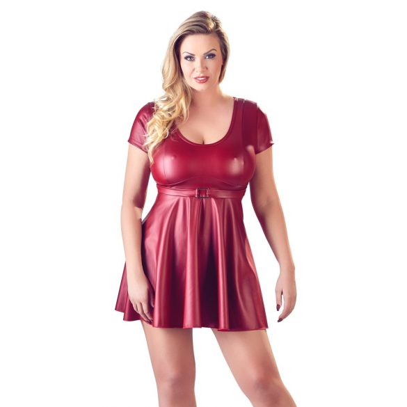 Cottelli Plus Size - mini obleka v obliki črke A (bordo) 